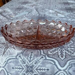Vintage Pink Glass Divided Dish